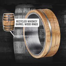 Load image into Gallery viewer, The Whiskey Sour 🥃 Raw Tungsten/White Oak Whiskey Barrel - whiskeybarrelrings