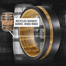 Load image into Gallery viewer, The Irish Coffee 🥃 Black Tungsten/White Oak Whiskey Barrel Inlay &amp; Liner