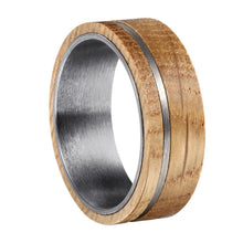 Load image into Gallery viewer, The Whiskey Sour 🥃 Raw Tungsten/White Oak Whiskey Barrel - whiskeybarrelrings