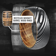 Load image into Gallery viewer, The Whiskey Neat 🥃 Damascus Steel/White Oak Whiskey Barrel - #1 Seller - whiskeybarrelrings