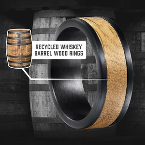 The Old Fashion 🥃 Black Tungsten/White Oak Whiskey Barrel - whiskeybarrelrings