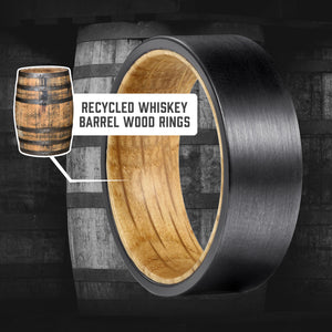 The Manhattan 🥃 Black Tungsten/White Oak Whiskey Barrel - whiskeybarrelrings