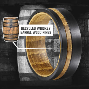 The Irish Coffee 🥃 Black Tungsten/White Oak Whiskey Barrel Inlay & Liner