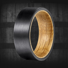 Load image into Gallery viewer, The Manhattan 🥃 Black Tungsten/White Oak Whiskey Barrel - whiskeybarrelrings